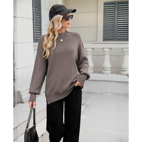 Women’s Oversized Checkered Sweater Cozy Fall Winter Pullover Top - Picture 5 of 5